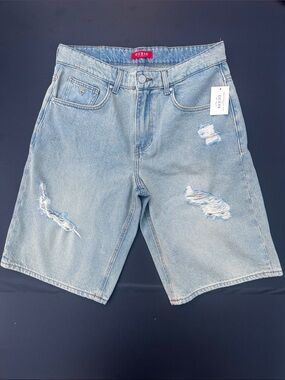 GUESS Light Wash Distressed Men's Denim Shorts size 32
